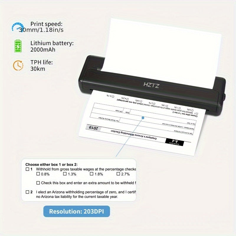 HZTZ A4 Portable Thermal Printer