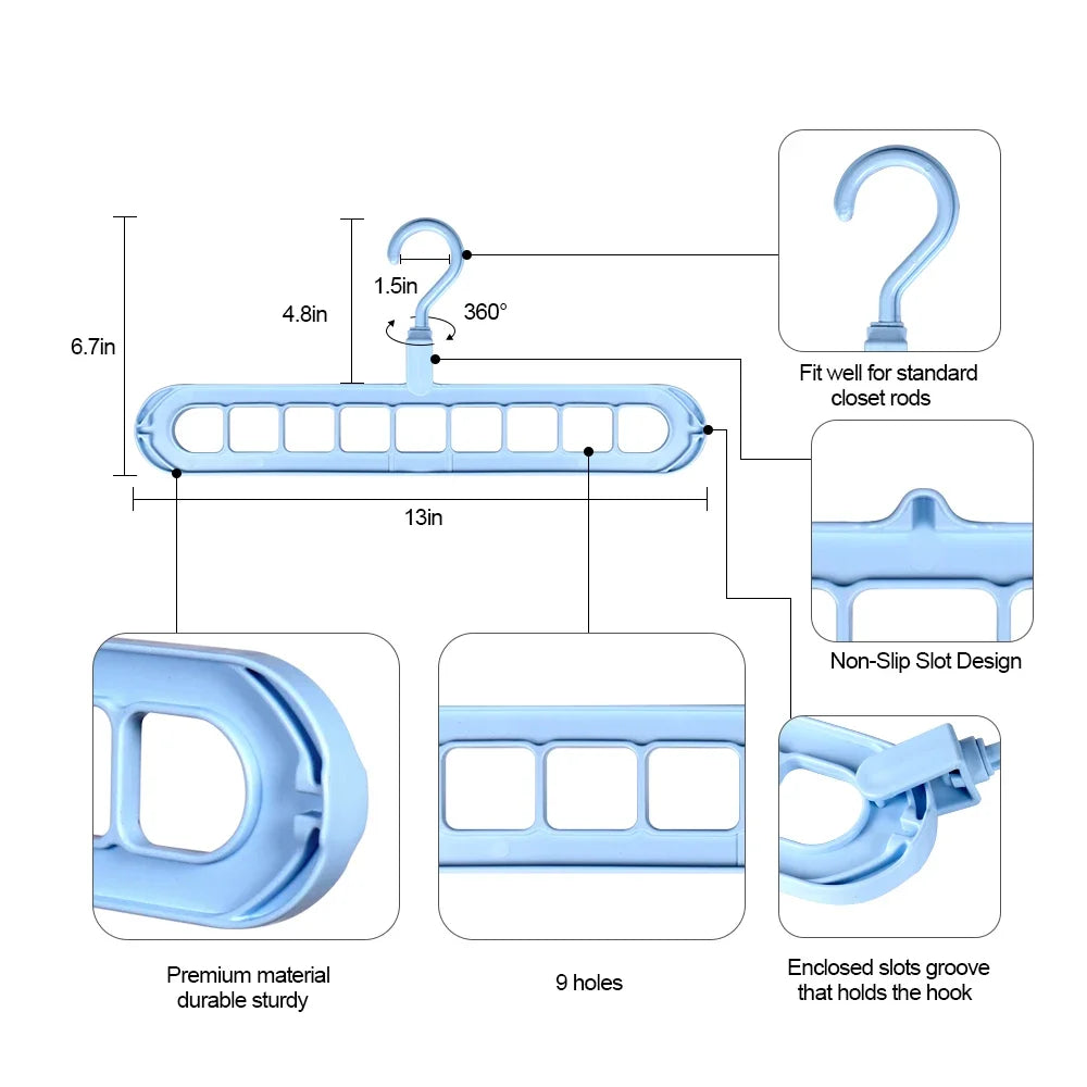 9 in 1  clothes hanger plastic multiport for storage